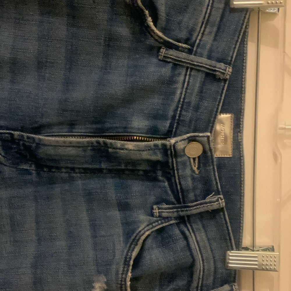 Mother hustler ankle fray cropped denim